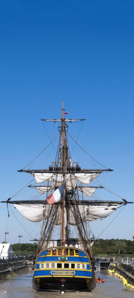 LHermione ship in the estuary of Charente Charente-Maritime Poitou-Charentes France Canvas Art - Panoramic Images (27 x 9)