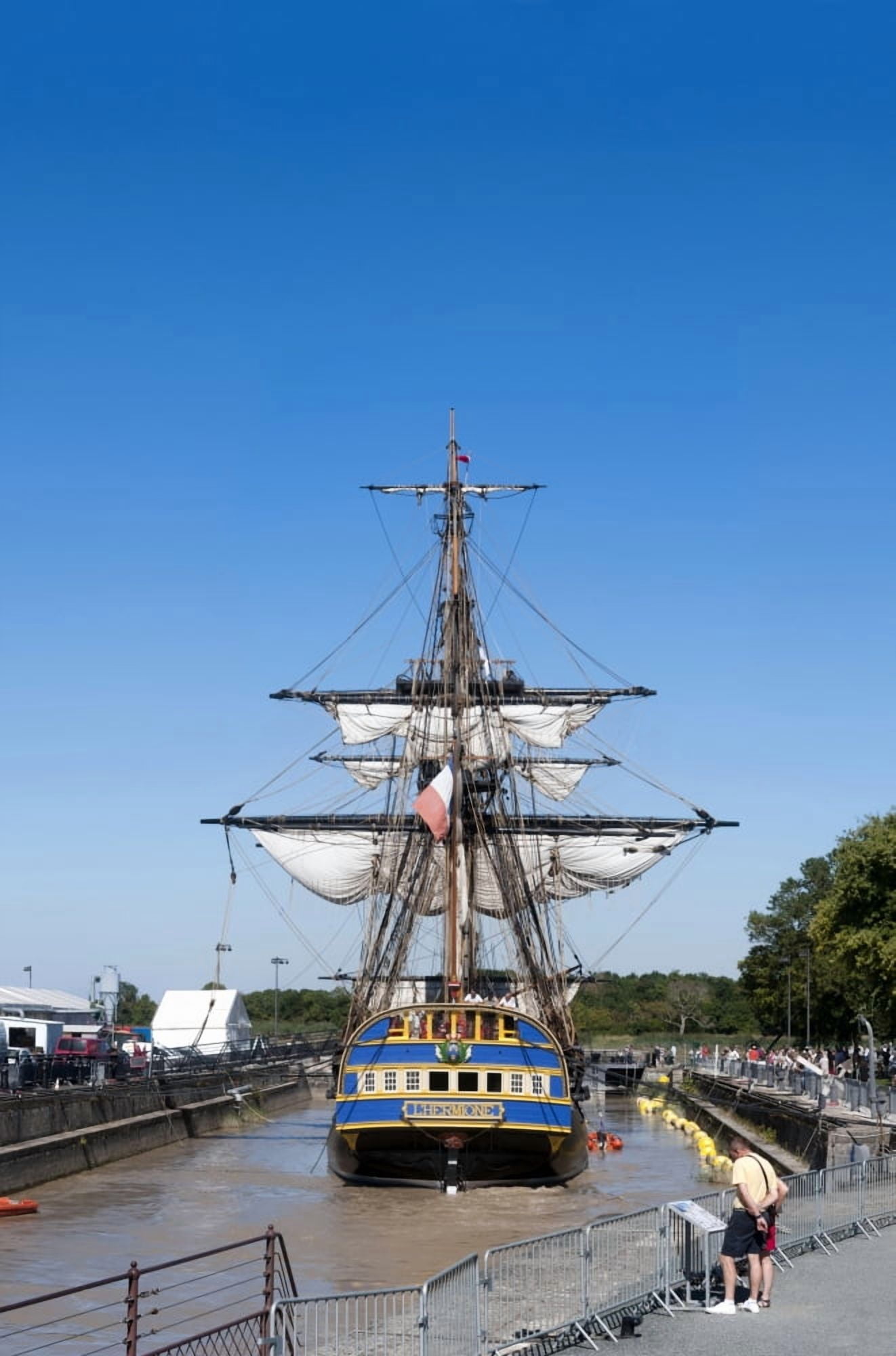 LHermione ship in the estuary of Charente Charente-Maritime Poitou-Charentes France Canvas Art - Panoramic Images (9 x 27)