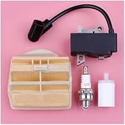 LHwsUTA Ignition Coil Module, Air Fuel Filter & Plug Kit for Hus 445 450 445e 450e Chainsaw Spare Parts Replaces 573935702