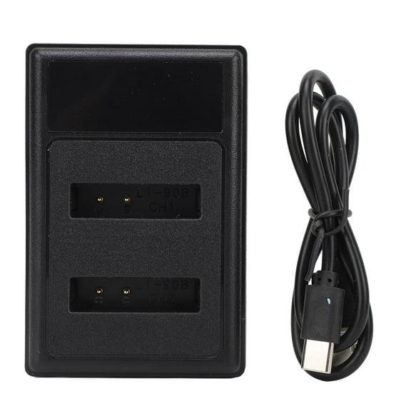 LI 90B Camera Battery Charger LCD 5V 2A Dual USB Battery Charger Support Battery Level Display