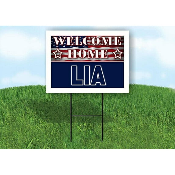 LIA WELCOME HOME FLAG 18 in x 24 in Yard Sign Road Sign with Stand
