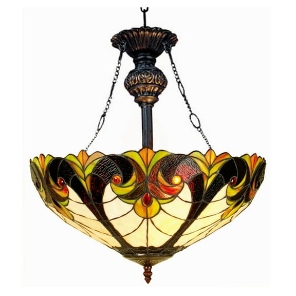 LIAISON Tiffany-style 2 Light 18"Victorian Inverted Ceiling Pendant  Shade