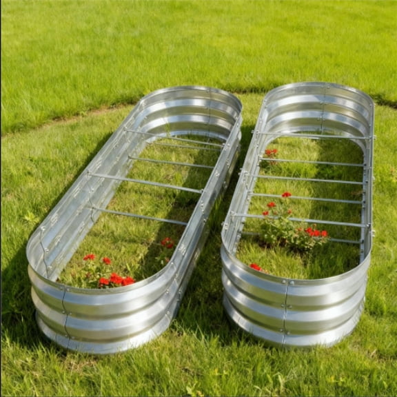 LIALEX 2 Pack Raised Garden Bed Kit for Vegetables Flower Galvanized Metal Planter Boxs Designed for Easy DIY and Cleaning Not Twist Or Rot