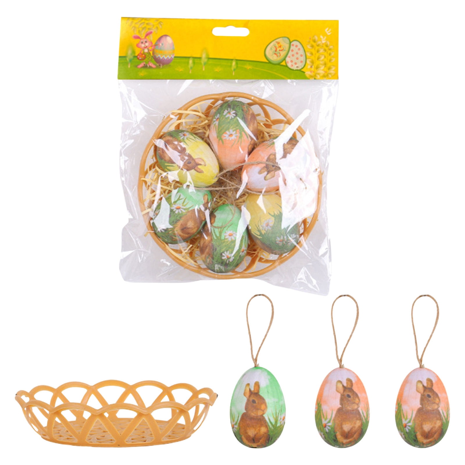 LIAMOBONDOPOLISE 2025 New Easter Eggs Hangings Woven Baskets Easter