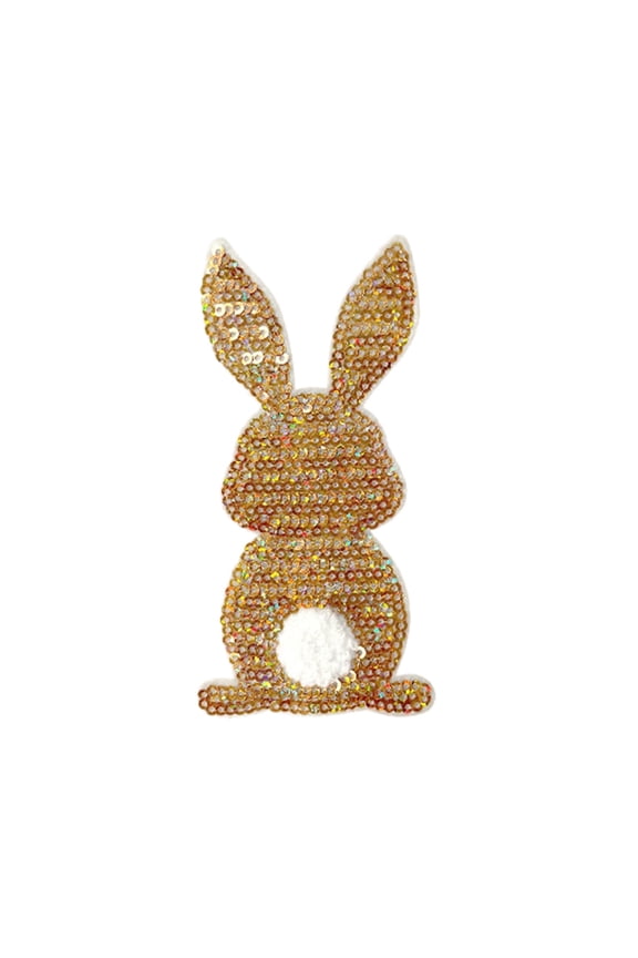 E 2025 New Iron Patches Glitter Sweatshirt Side Bow Embroidered Patch Cute Sequin Applique Sew Fabric Patches Shiny DIY Decorative Accessories Lovely For Girls Wome Novel Easter Design