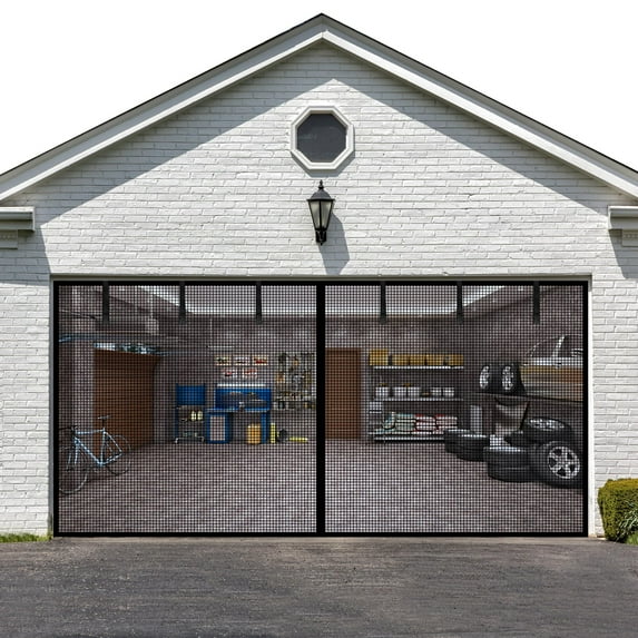 LIAMST Garage Door Screen 10 * 9FT,1 Car Garage Doors- Reinforced Fiberglass Door Screen,Stronger High Energy Magnets , Magnetic Screen Door