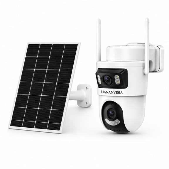 4G LTE Solar Security Camera, Dual-Lens Dual-View 2K PTZ Outdoor Camera with Built-in SIM Card, No WiFi Needed, AI Human Detection, Color Night Vision, Two-Way Audio