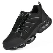 NIFOFISE Steel Toe Work Shoes for Men & Women - Lightweight Safety Sneakers with Air Cushion Anti smashing and anti piercing (Men Shoes 11 Size ,Black)