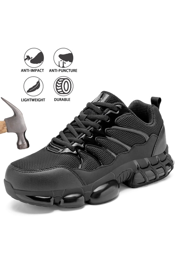 Steel Toe Work Shoes for Men & Women-Lightweight with Air Cushion Safety Sneakers
