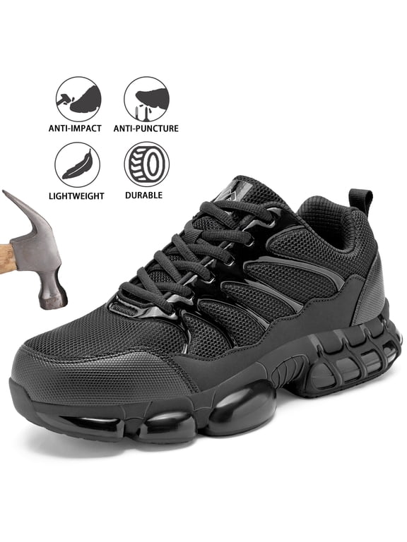 Steel Toe Work Shoes for Men & Women-Lightweight with Air Cushion Safety Sneakers