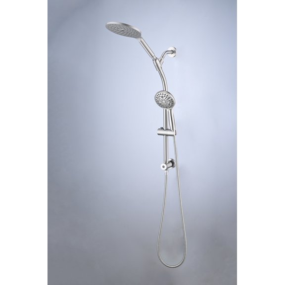LIANGKA 10 Mode Dual Shower System 7.5 Inch Rainfall Shower Head With Adjustable Slide Bar Handheld Shower