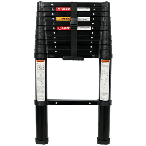 LIANGKA 12.5FT Telescopic Extension Ladder with Slow Down Safety 330lb Capacity for Home & Outdoor Use