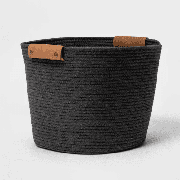LIANGKA 13" Coiled Rope Storage Basket with Handles Decorative Home & Closet Organizer