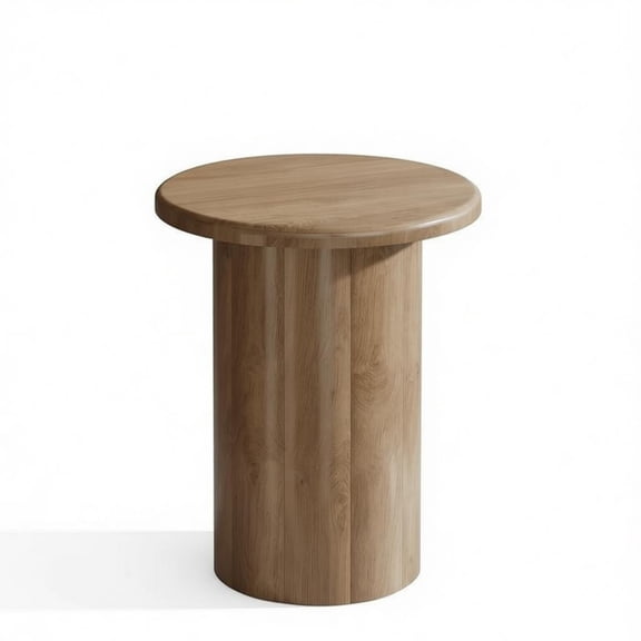 LIANGKA 20 Inch Round Fluted MDF End Table Multi-Purpose Compact Accent Side Table for Living Room Bedroom Entryway