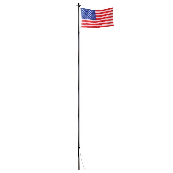 LIANGKA 25FT Black Aluminum Flag Pole Kit for Outside House In Ground Heavy Duty 11 Gauge Flagpole with 136 LED Solar Light & 300D USA Flag 120 MPH Wind Resistance