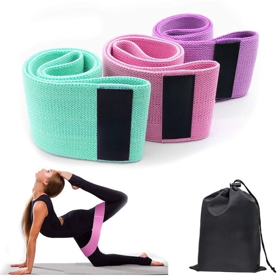 LIANGKA 3 Pack Fabric Resistance Bands 3 Levels Hip Workout Bands for Legs Butt Yoga Fitness Training