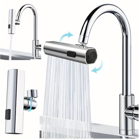 LIANGKA 3-in-1 Touch Control Kitchen Faucet 360° Swivel Waterfall Sink Faucet with Extender, Chrome Zinc Alloy