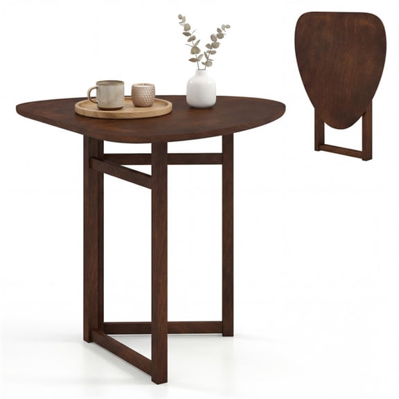 LIANGKA 31.5 Inch Foldable Dining Table Walnut Finish Compact Kitchen Table for 2 Persons Space-Saving Foldable Design