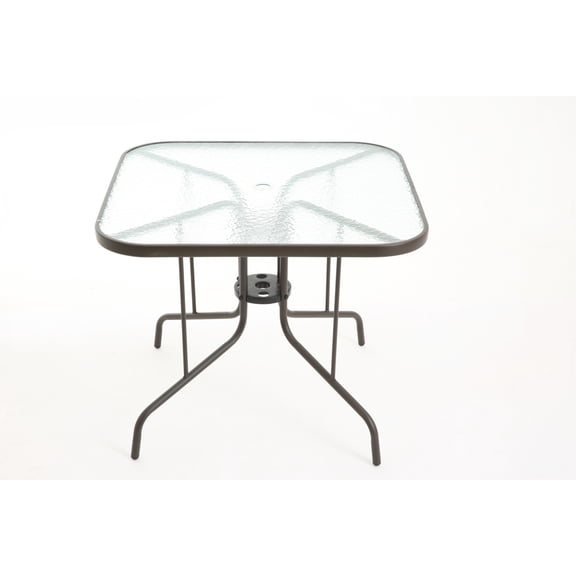 LIANGKA 35 Inch Square Outdoor Bistro Table With Umbrella Hole 4 Person Capacity Weather Resistant Patio Dining Table For Backyard Lawn Deck And Poolside