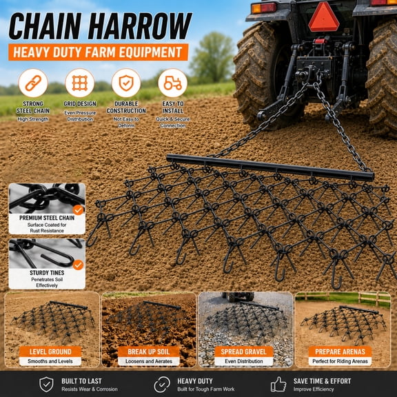 LIANGKA 4 Ft Field Leveling Chain Rake Compatible With ATV UTV And Tractors