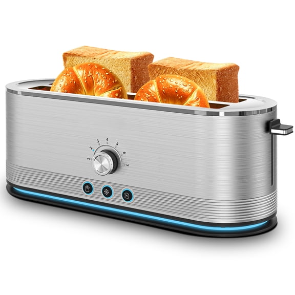 LIANGKA 4 Slice Toaster with 7 Browning Settings Defrost and Reheat Functions for Kitchen Use