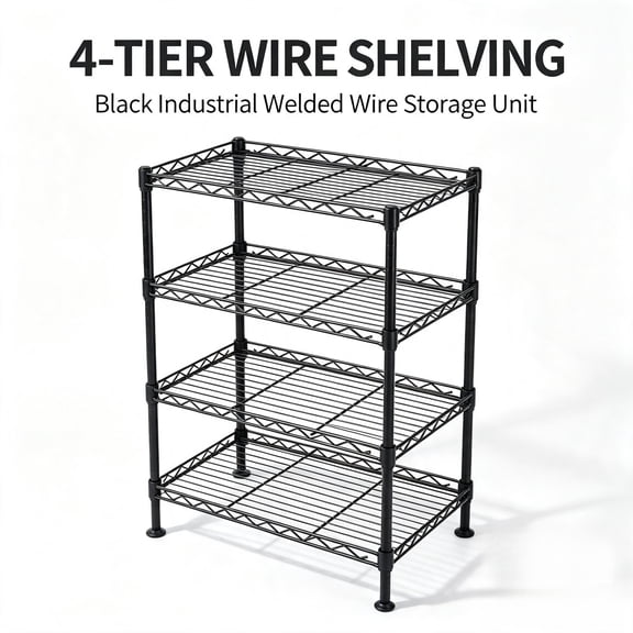 LIANGKA 4-Tier Adjustable Wire Shelving Unit NSF Certified Metal Storage Rack Black