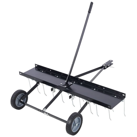 LIANGKA 40-Inch Tow Behind Lawn Sweeper Dethatcher Steel Landscape Rake for Riding Mower