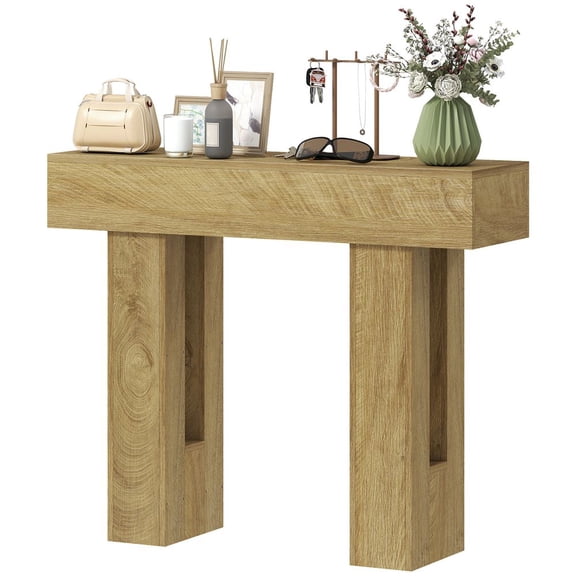 LIANGKA 42 Inch Rustic Oak Console Table Farmhouse Sofa Table Behind Couch with Thickened Tabletop for Living Room Hallway Entrance