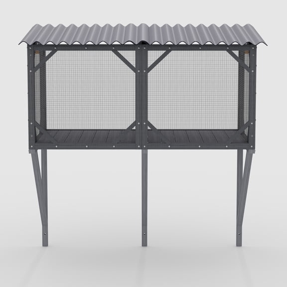 LIANGKA 43.3" Outdoor Window Catio with Bug Resistant Net Weatherproof Window Perch for Cat Resting and Viewing Antique Gray