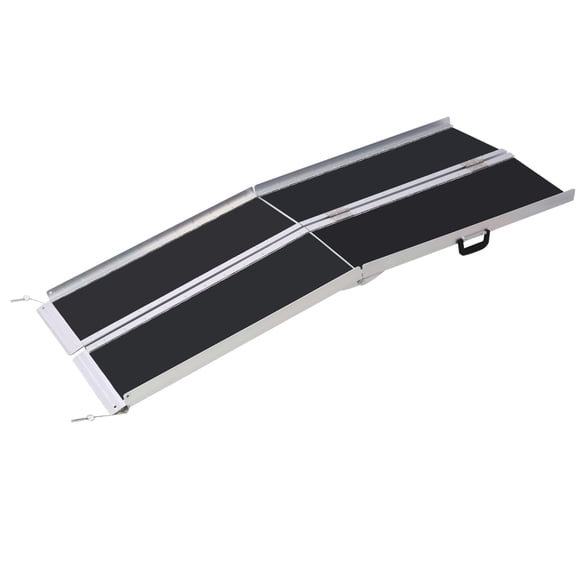 LIANGKA 5 Ft Two Section Foldable Wheelchair Ramp Non Slip Surface 600 Pound Capacity For Household Stairs And Door Thresholds