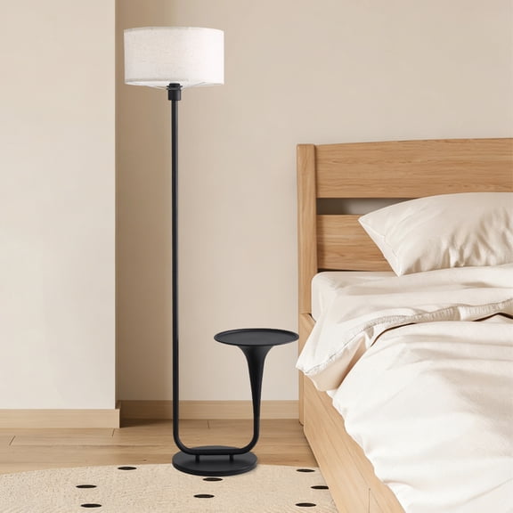 LIANGKA 57.5 Inch Height Adjustable Standing Lighting Lamp With Side Storage Tray And Foot Control Switch