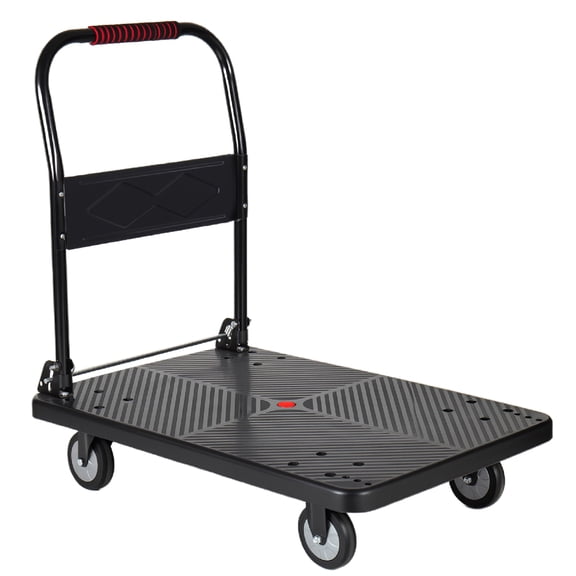LIANGKA 660 LBS Capacity Heavy-Duty Foldable Dolly Cart 5 Inch Rotatable Silent Wheel Platform Truck with 4 Steel Load Beams for Multi-Scenario Moving Use