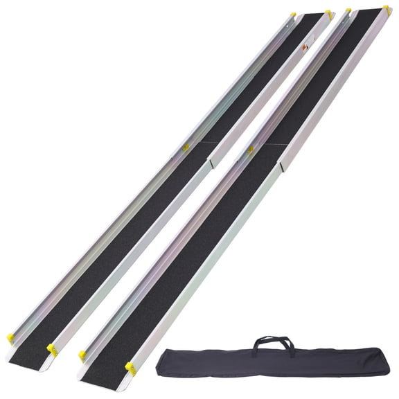 LIANGKA 7 Ft Telescoping Adjustable Wheelchair Track Ramp Complete With Carry Bag For Easy Transport And Storage