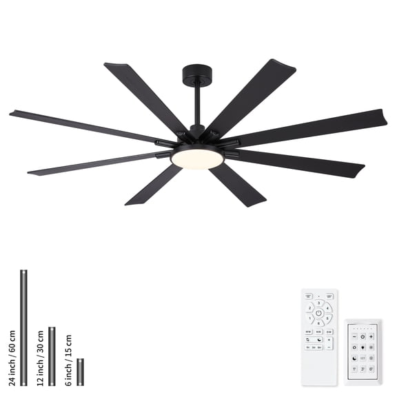LIANGKA 72 Inch Minimalist Ceiling Fan With Dimmable Led Light Reversible Operation And Remote Control For Indoor Use