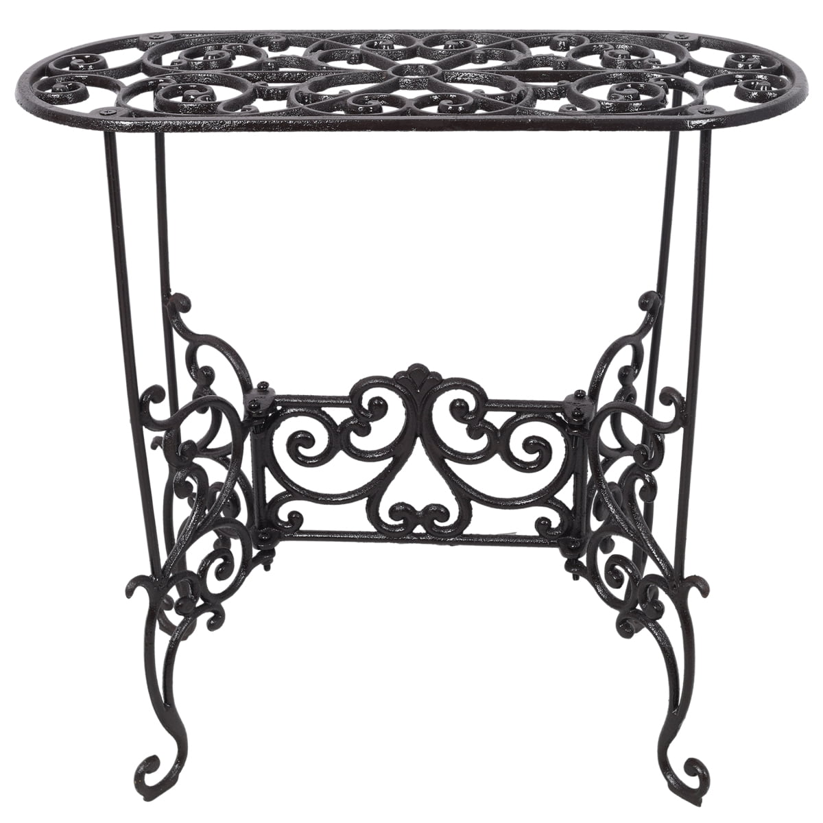 Garden Iron Rack LIANGKA Black Cast Iron Oval Plant Stand Heavy Duty Vintage Plant ...