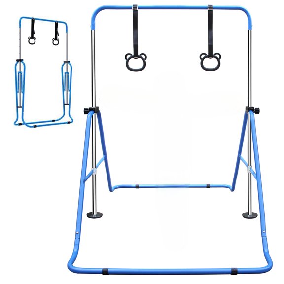 LIANGKA Blue Height Adjustable Gymnastic Bar Multi Functional Horizontal Bar With Bear Rings
