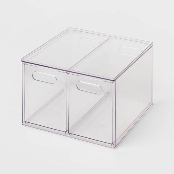 LIANGKA Clear 2-Drawer Storage Organizer All-Purpose Slide-Out Drawer Unit for Home Office Closet