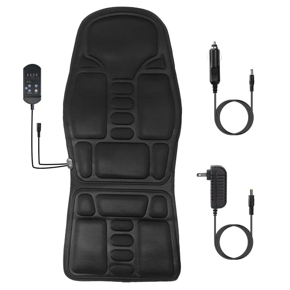 LIANGKA Electric Back Massage Seat Cushion with Heating 7 Vibration Motors 8 Modes 3 Intensity Black for Car & Home