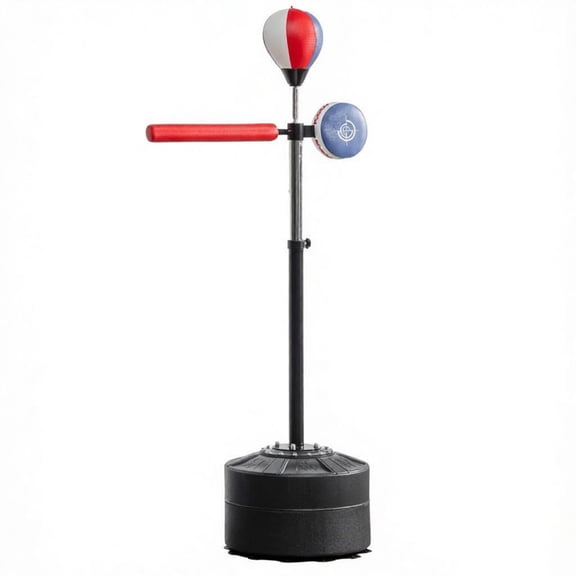 LIANGKA Freestanding Boxing Speed Bag with Reaction Bar Height Adjustable 64-81 Inch Reflex Punching Training Set for Adults