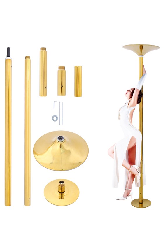 Gold Adjustable Height Dance Pole Spinning And Static Mode 440 LBS Load Capacity