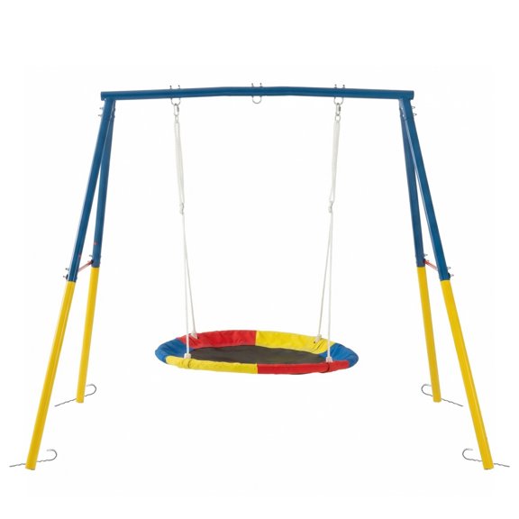 LIANGKA Heavy Duty A-Frame Metal Swing Stand Full Steel Flying Saucer Swing Set for Backyard Playground