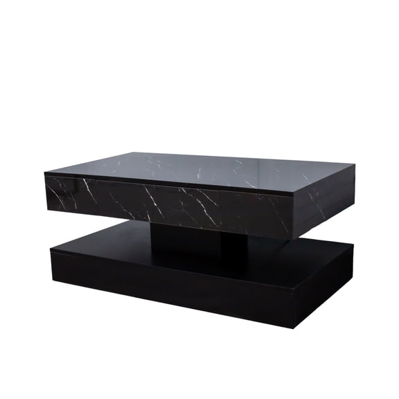 LIANGKA Illuminated Coffee Table Contemporary Living Room Table with Built-in LED Lighting