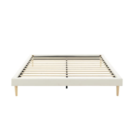 LIANGKA King Size Platform Bed Frame No Headboard Sturdy Support Slat Base Easy Assembly White