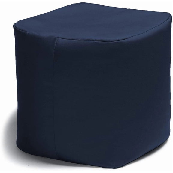 LIANGKA Navy Square Bean Bag Ottoman Weather Resistant Indoor Outdoor Pouf Foot Stool Side Table for Patio Poolside