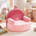 thumbnail image 1 of LIANGKA Pink Kids Sofa Soft Teddy Fleece Foam Couch with Carry Handle Removable Machine Washable Cover, 1 of 10