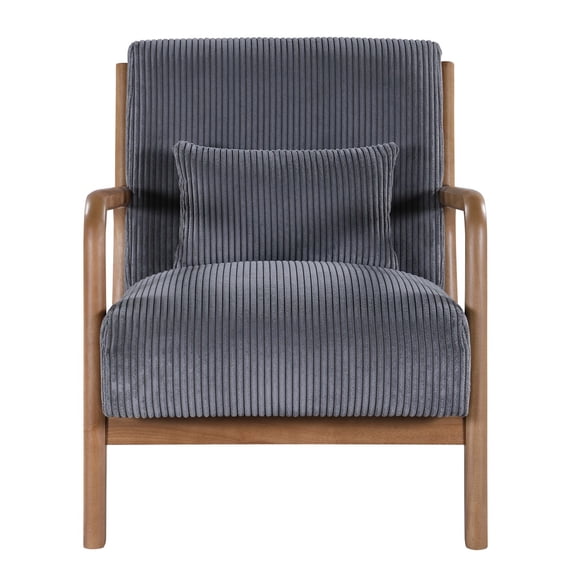 LIANGKA Scandinavian Style Lounge Chair Ergonomic Curved Accent Chair with Lumbar Support for Living Room Decor Gray