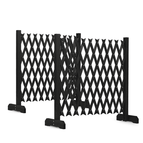 LIANGKA Set of 2 Retractable Cedar Wood Fences Expandable Garden Trellis Fence Flat-Bottom Style Adjusts 13 to 81 Wide 35 Height Black Dip-Dyed Finish