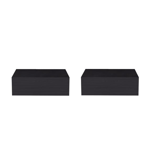 LIANGKA Set of 2 Wenge Floating Wall Mount Nightstands Rectangle Particle Board Floating Bedside Table with 1 Storage Drawer for Bedroom