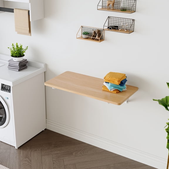 LIANGKA Wall Mounted Folding Table Space Saving Drop Leaf Floating Desk for Kitchen Laundry Home Office