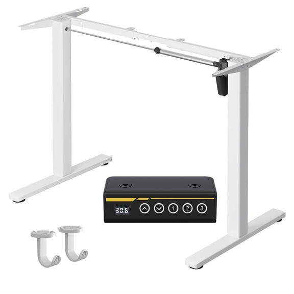 LIANGKA White 350LBS Load Adjustable Desk Frame Single Motor Ergonomic Standing Desk Base with Smart Memory Height Settings for Office & Home